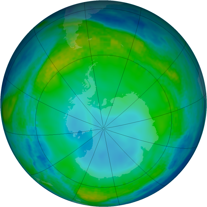 Antarctic ozone map for 30 June 2004
